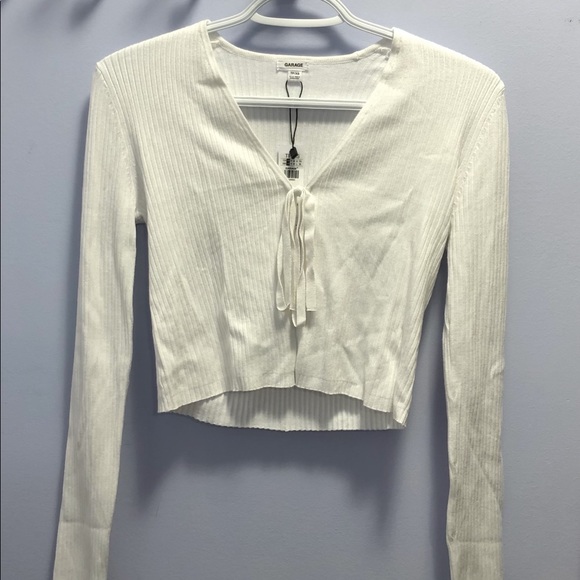 Garage White Tie-Up Cardi - Picture 3 of 5